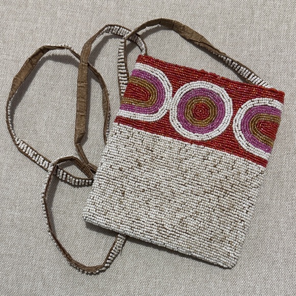 Handbags - Beaded Mini Crossbody Bag-Seed Beads-Red/Pink/White-ZipTop-GUC